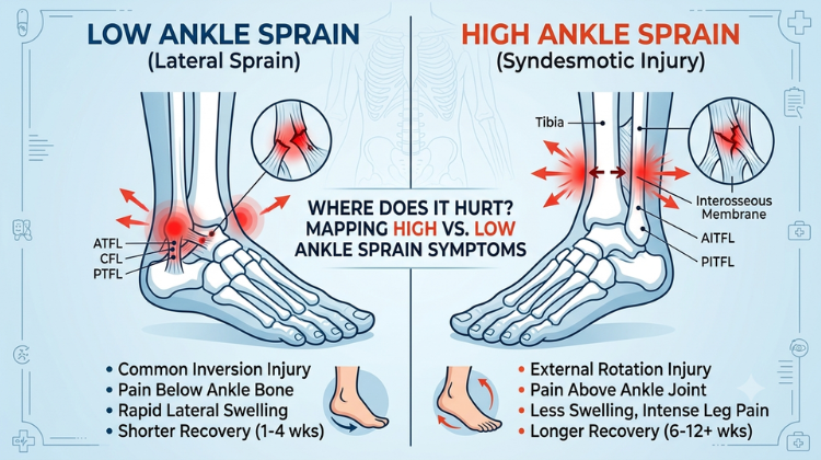 High vs. Low Ankle Sprain Symptoms